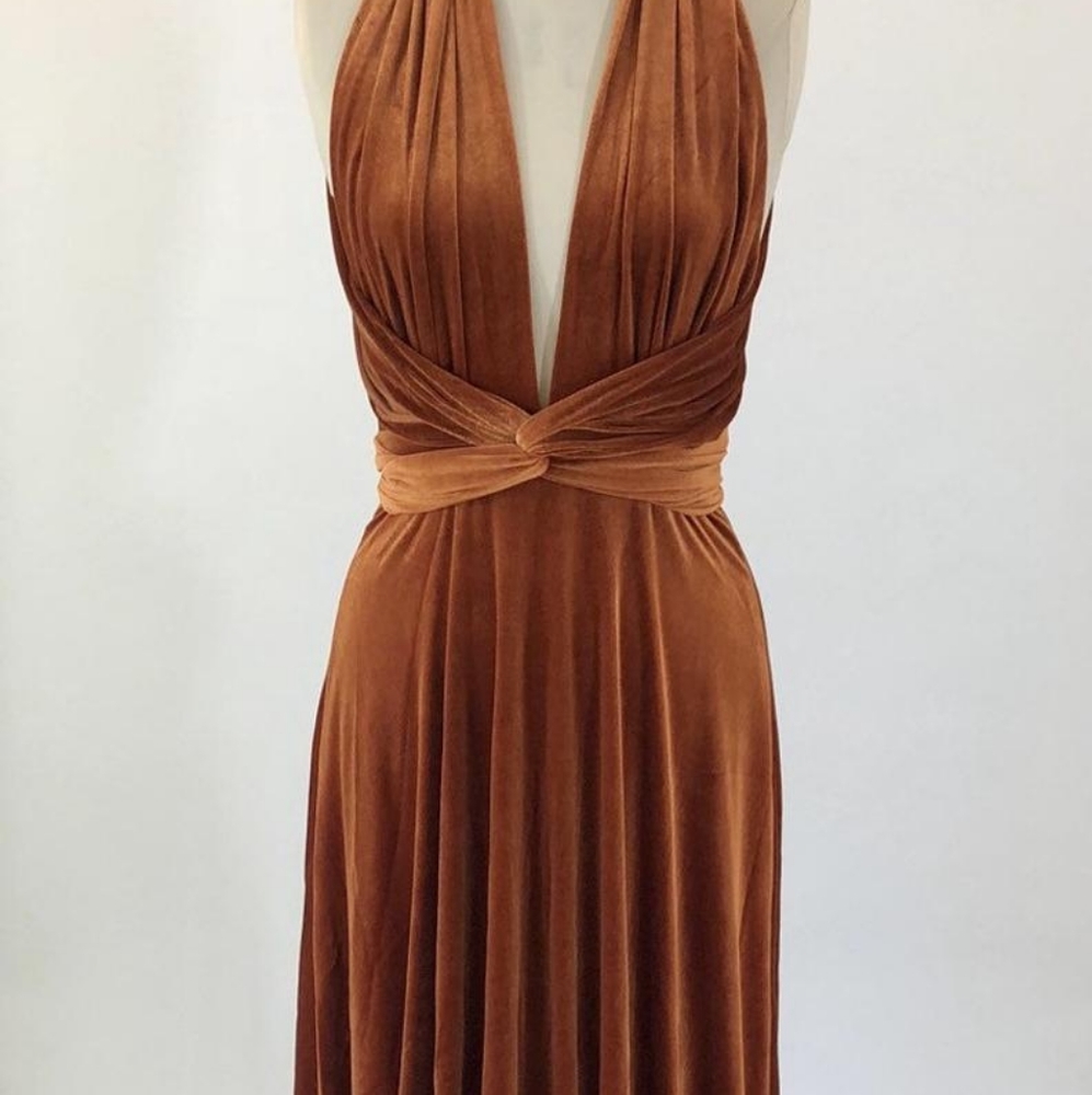Copper bridesmaid infinity dress